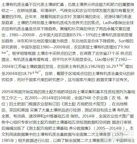 楊帆等:近30年中國農(nóng)田耕層土壤有機(jī)質(zhì)含量變化(圖1)